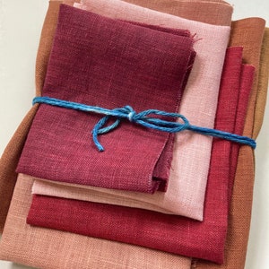 Natural Dyes, Linen Fabric Bundle, Hand Dyed Fabric image 1