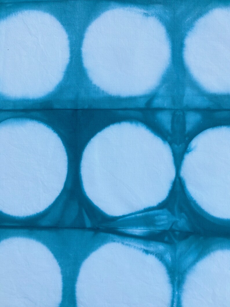 Blue Shibori Fabric, Polka Dot Fat Quarters, Shibori Moons image 3