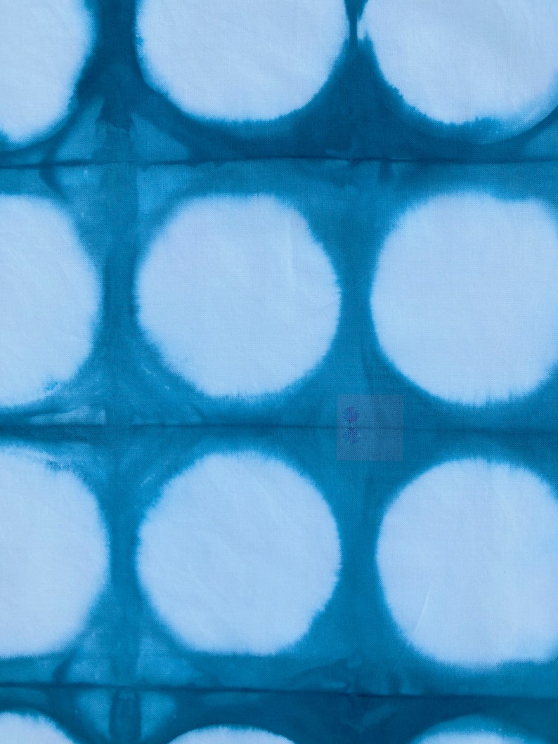 Blue Shibori Fabric, Polka Dot Fat Quarters, Shibori Moons image 6