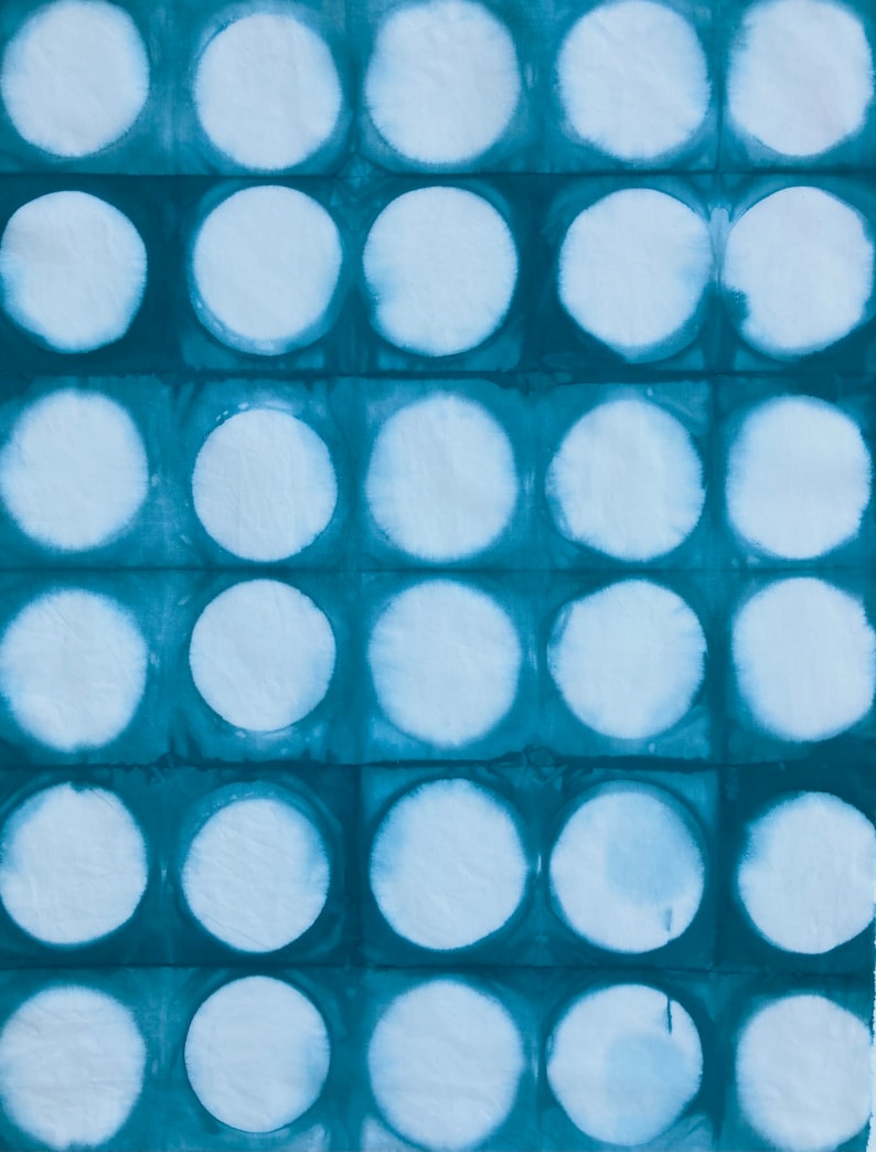 Blue Shibori Fabric, Polka Dot Fat Quarters, Shibori Moons image 1