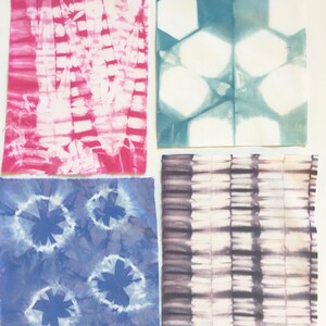 Shibori Fabric Sampler, Tie Dye Scrap Bundle, Hand Dyed Fabric, Gift for Quilter image 8
