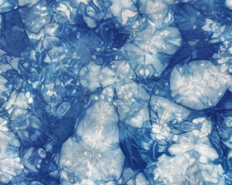 Indigo Dyed Shibori Fabric, Tie dye Fat Quarter, Cotton Quilt Fabric