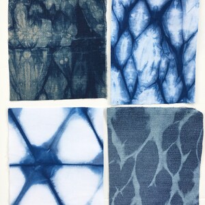 Indigo Shibori Patches, Heavyweight Shibori Scraps for Visible Mending, Sashiko and Repair image 3