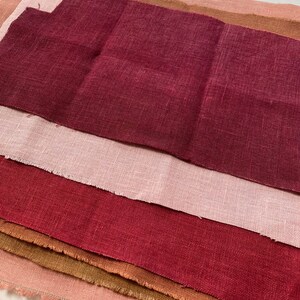 Natural Dyes, Linen Fabric Bundle, Hand Dyed Fabric image 10