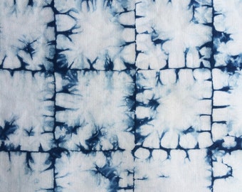 Shibori Indigo Fabric, Hand Dyed Cotton Shibori Fat Quarter