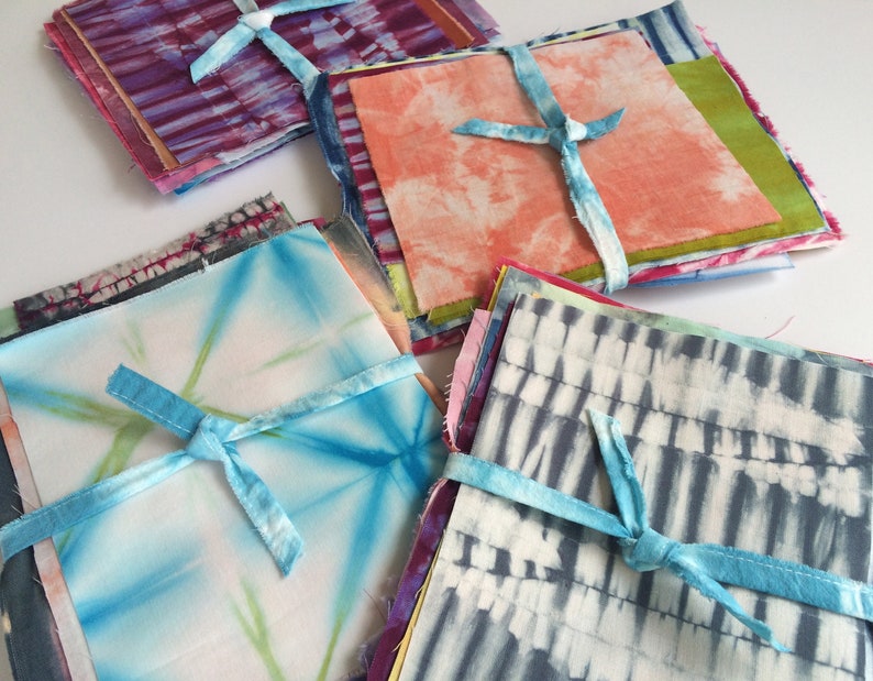 Shibori Fabric Scrap Pack Bundle, Tie Dye Fabric Sampler, Gift for Quilter image 10