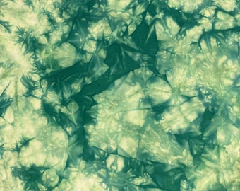 Green Tie dye Fabric, Shibori Fat Quarter, Hand Dyed Cotton Fabric