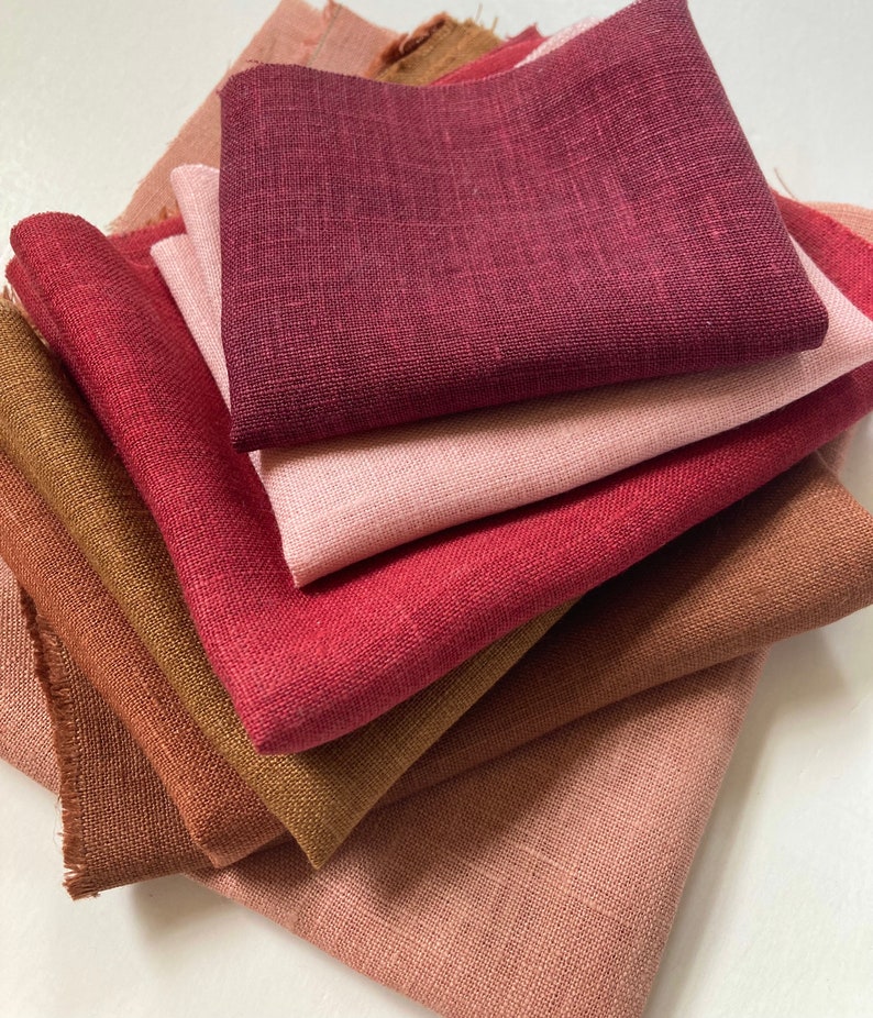 Natural Dyes, Linen Fabric Bundle, Hand Dyed Fabric image 9