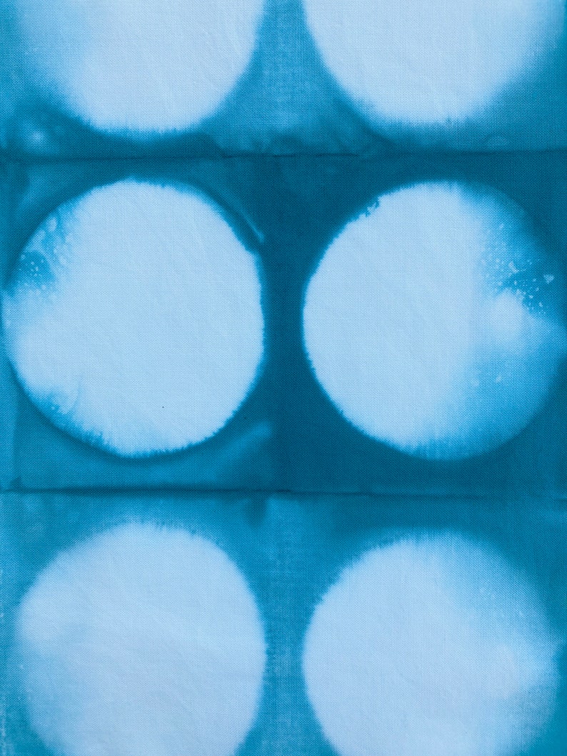 Blue Shibori Fabric, Polka Dot Fat Quarters, Shibori Moons image 7