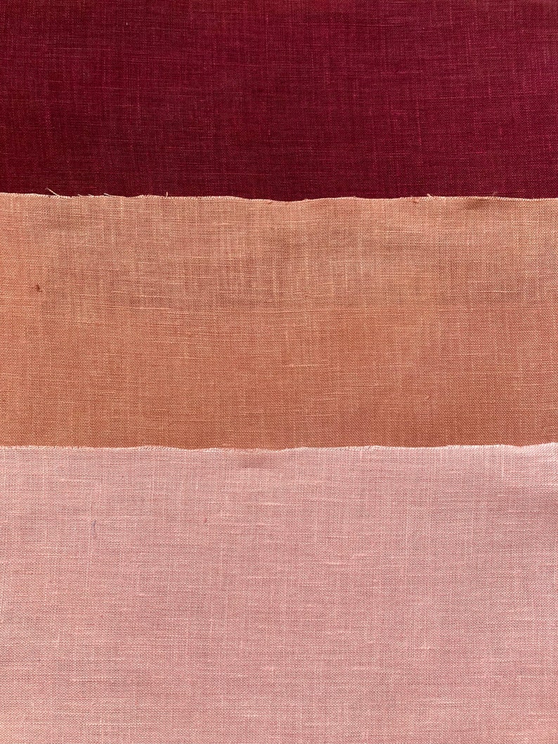 Natural Dyes, Linen Fabric Bundle, Hand Dyed Fabric image 3