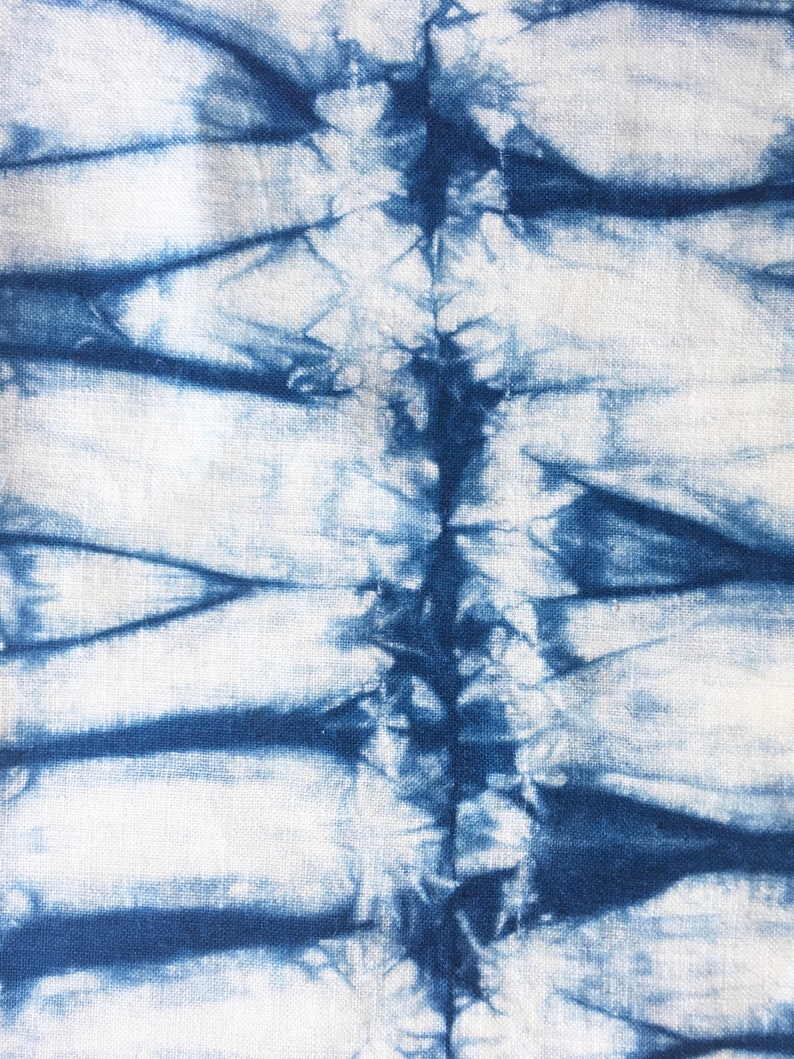 Linen Shibori Fabric Bundle, Indigo Dyed Shibori Sampler, Fabric for Boro and Mending image 3