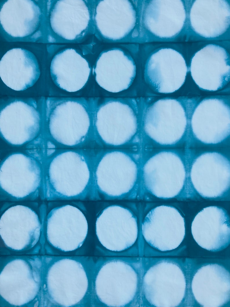 Blue Shibori Fabric, Polka Dot Fat Quarters, Shibori Moons image 5