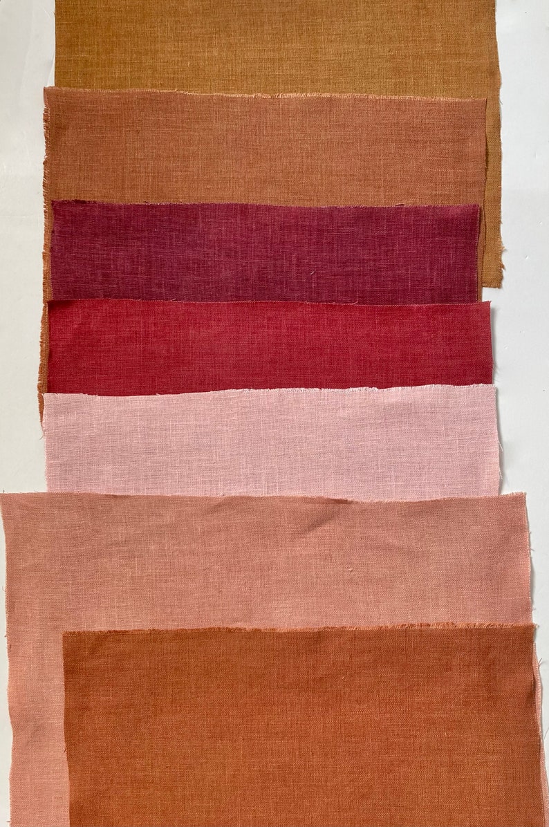 Natural Dyes, Linen Fabric Bundle, Hand Dyed Fabric image 2