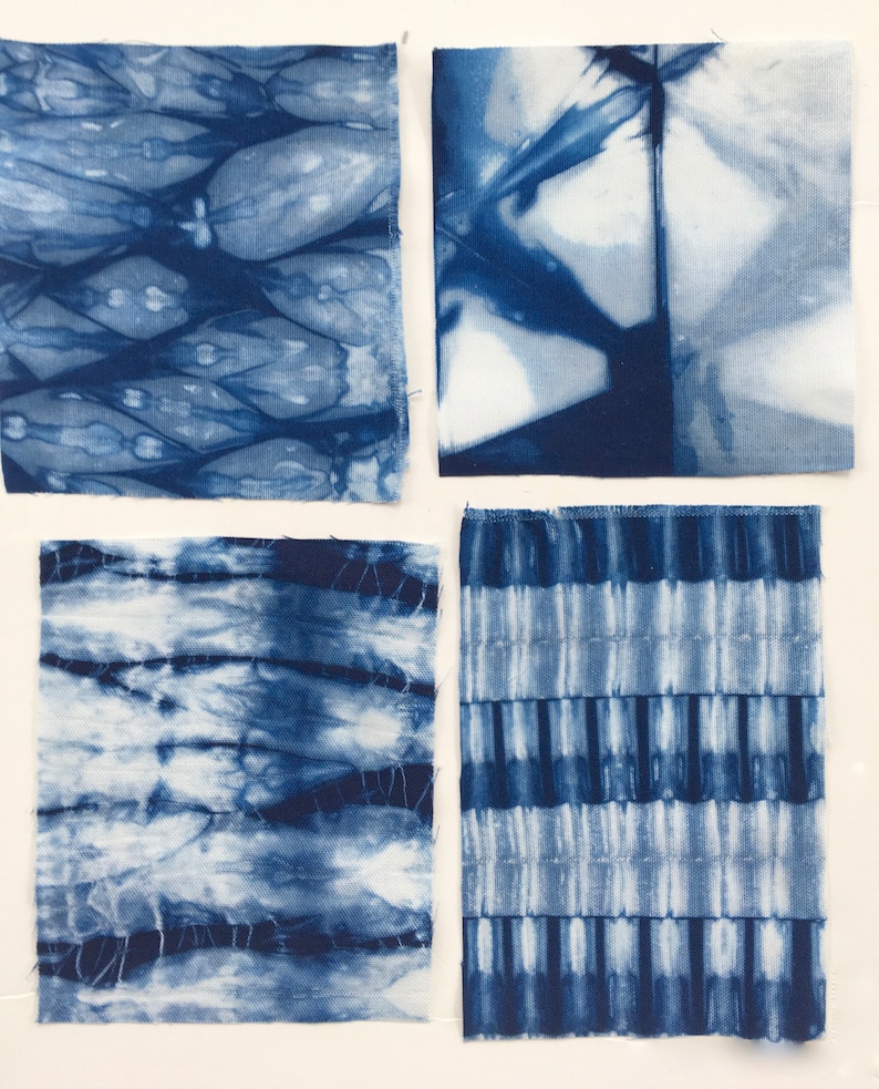 Indigo Shibori Patches, Heavyweight Shibori Scraps for Visible Mending, Sashiko and Repair image 4