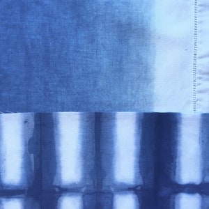 Linen Shibori Fabric Bundle, Indigo Dyed Shibori Sampler, Fabric for Boro and Mending image 10