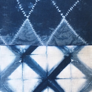 Linen Shibori Fabric Bundle, Indigo Dyed Shibori Sampler, Fabric for Boro and Mending image 2