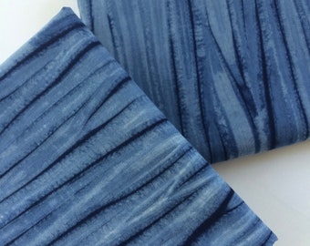 Shibori Indigo Fabric, Blue Striped Fat Quarter, Cotton Tie Dye Fabric