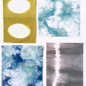 Shibori Fabric Sampler, Tie Dye Scrap Bundle, Hand Dyed Fabric, Gift for Quilter image 4