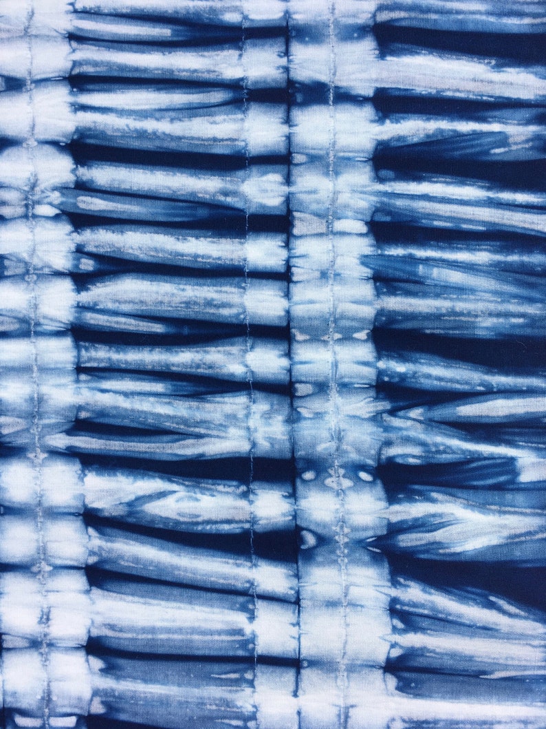 Shibori Indigo Fabric, Cotton Tie Dye Fat Quarter, Hand Dyed Fabric image 9