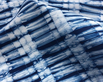 Shibori Indigo Fabric, Cotton Tie Dye Fat Quarter, Hand Dyed Fabric