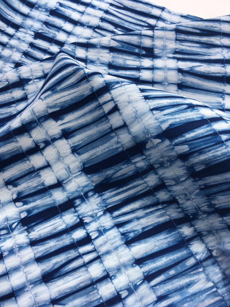 Shibori Indigo Fabric, Cotton Tie Dye Fat Quarter, Hand Dyed Fabric image 1