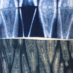 Linen Shibori Fabric Bundle, Indigo Dyed Shibori Sampler, Fabric for Boro and Mending image 4