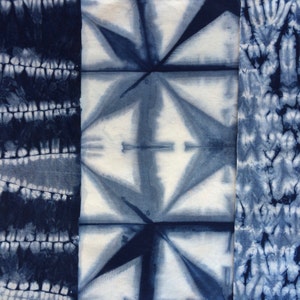 Indigo Shibori Fabric Scraps, Tie Dye Fabric Sampler, Gift For Sewer image 2