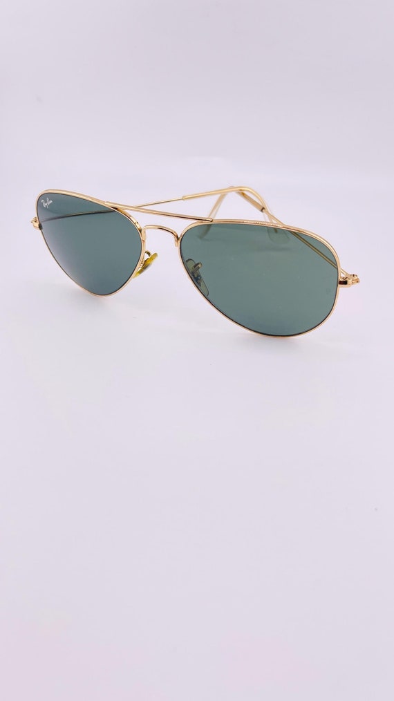 Ray-Ban Gold Aviator Sunglasses with Blue-Green Lenses Ray-Ban RB3025 112/19 Aviator Classic Gold Frame Green  main image 3