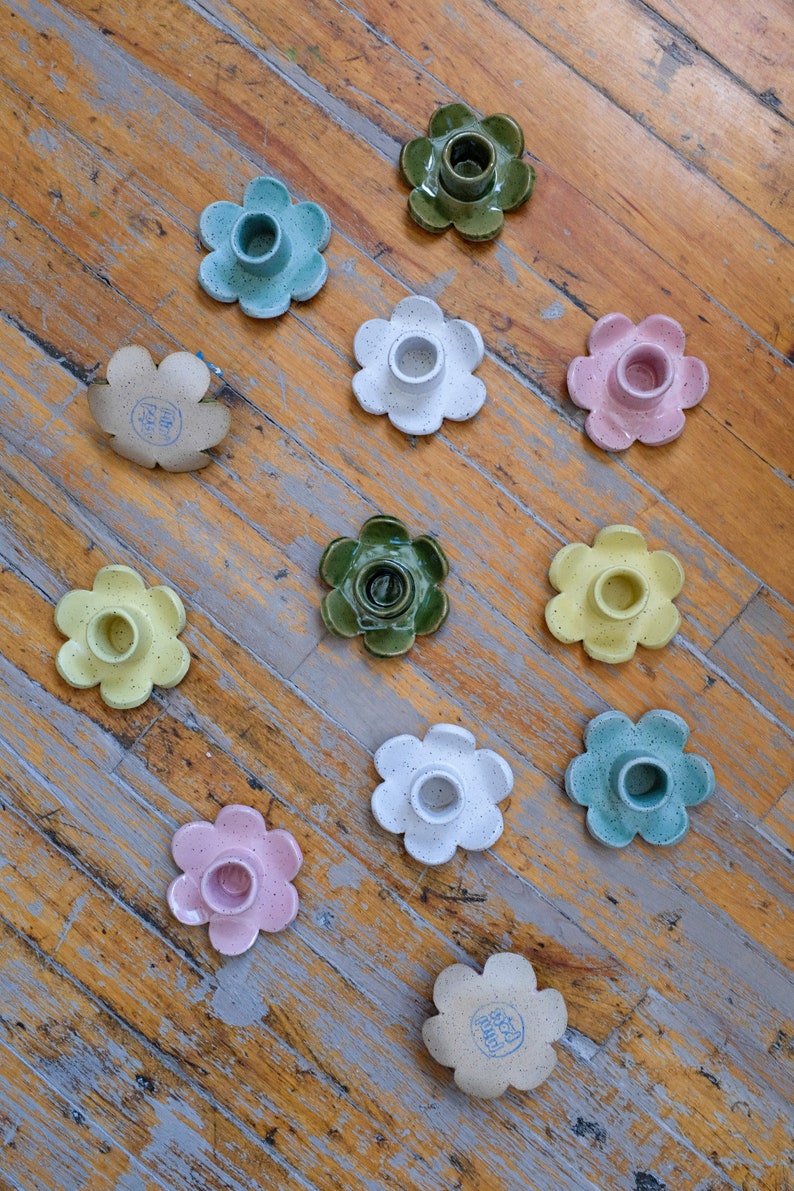 Daisy Candle Holder Handmade Ceramic Flower Candle Holder Etsy