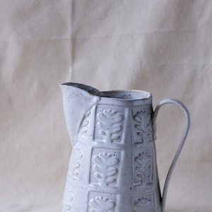 Handmade Ceramic Pitcher White Rustic Floral Pattern Jug MADE TO ORDER image 8