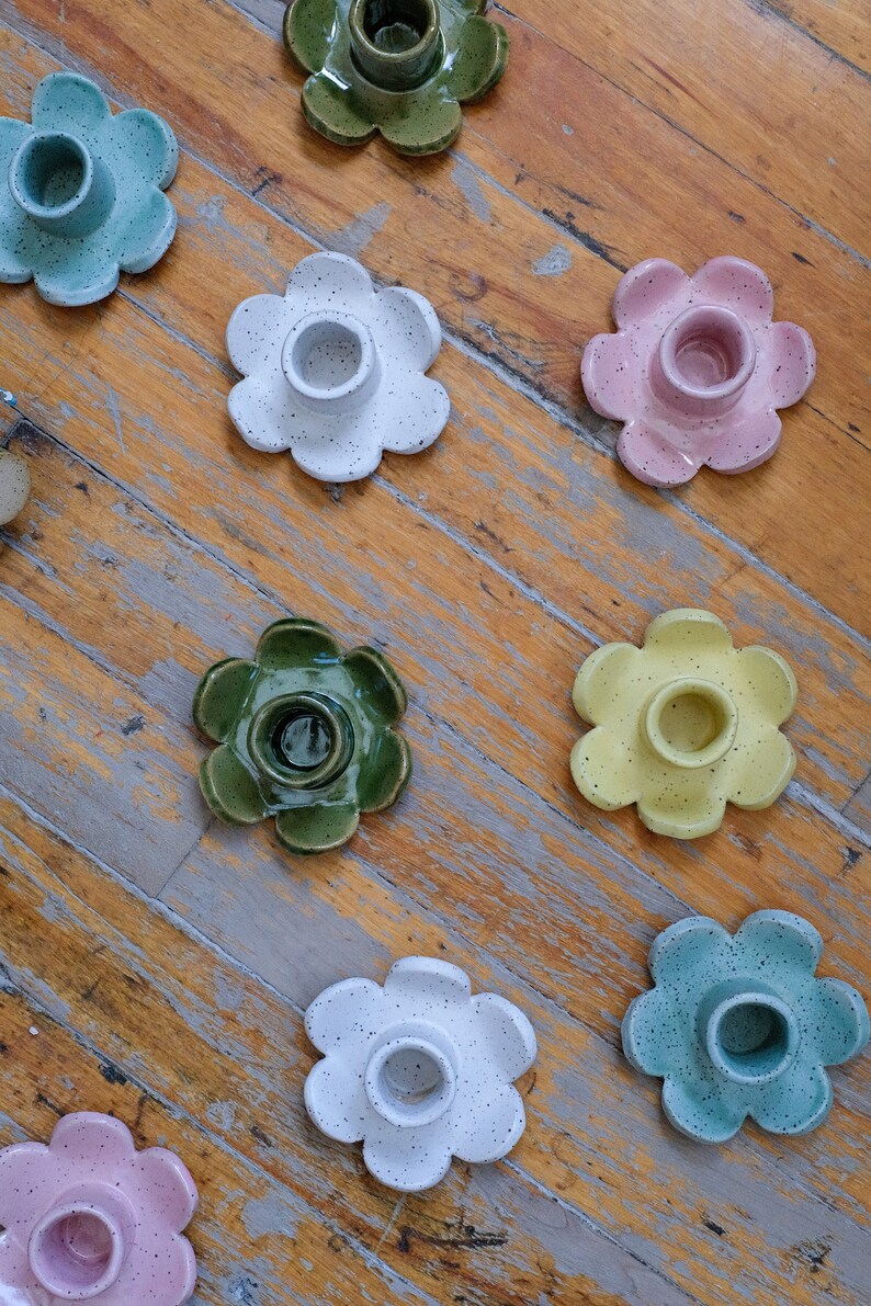 Daisy Candle Holder Handmade Ceramic Flower Candle Holder Etsy