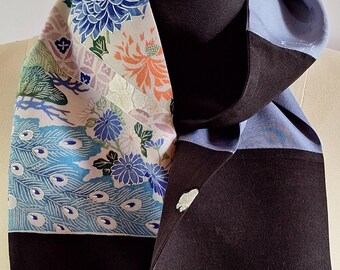 Silk Scarf double-sided featuring vintage kimono silks