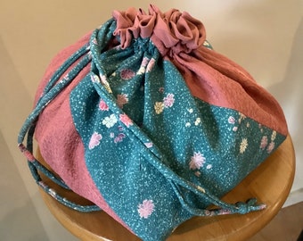 Drawstring 'smalls' pouch of vintage Japanese silk