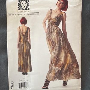 Vogue V1354 Anne Klein Vogue Sewing Pattern Dress In Sizes 6-8-10-12-14 Uncut.