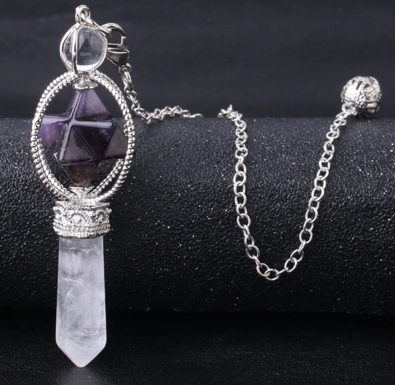 Merkaba Dowsing Pendulum Amethyst Rose Quartz Clear Quartz Etsy