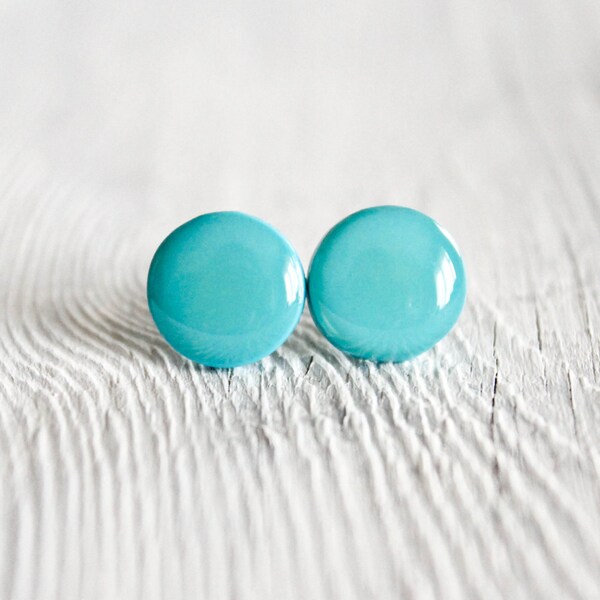 Tiny blue stud earrings, minimal post earrings, gift for her under 15, winter fashion by CuteBirdie