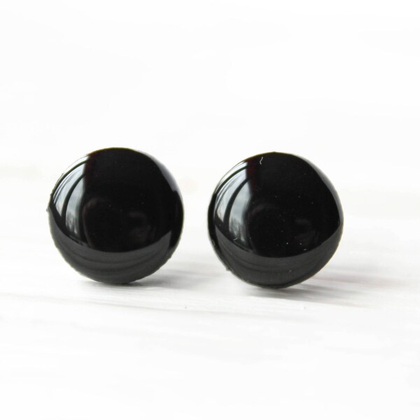 Black stud earrings, monochrome, simple, minimal posts, CuteBirdie