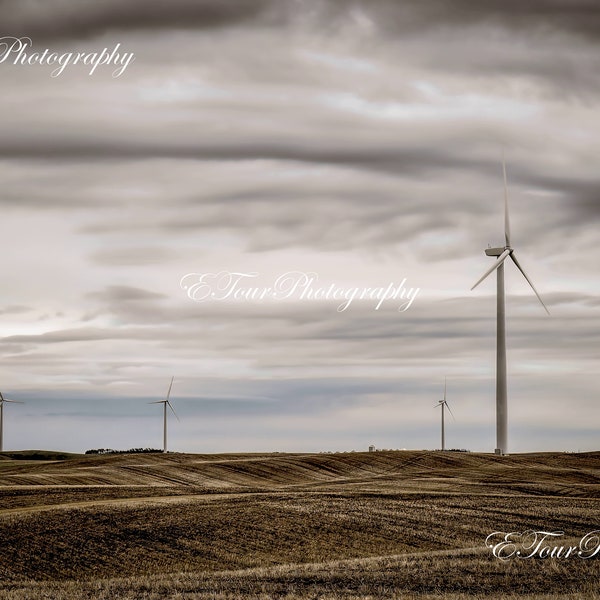 Captivating Windmills in Alberta Prairies - Instant Digital Download