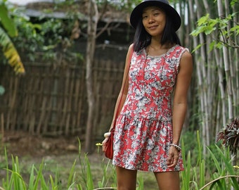 Floral Mini Dress, Pink Mini Dress, Women Floral Mini Dress, Pink Tube Mini Dress, Floral Pink Mini Dress, Ruffle Pink Mini Dress, Pink