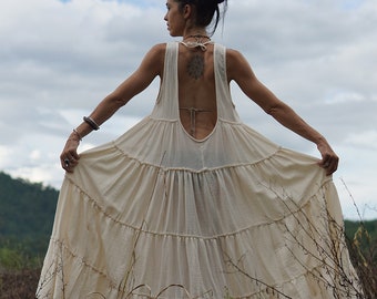 white cotton boho dress