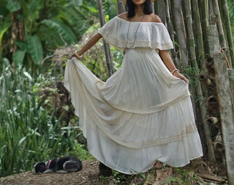 off the shoulder boho dress