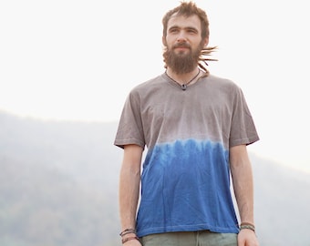 Tie Dye Shirt, Tie Dye T-Shirt, Natural Dye Shirt, Indigo Shirt, Indigo Blue Shirt, Festival T-Shirt, Blue Cotton Shirt, Indigo Cotton Shirt