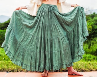 Teal Skirt, Maxi Skirt, Maxi Skirt for Women, Boho Cotton Skirt, Long Skirt, Full Length Skirt, Bohemian Skirt, Women Skirt, Green Skirt
