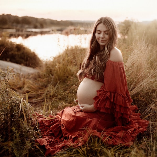 Maternity Gown, Maternity Dress, Maternity Dress for Baby Shower, Maternity Dress for Photo Shoot, Boho Maternity Dress, Pregancy Dress