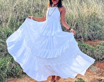 Long White Dress, Women White Dress, Maxi White Dress, White Ruffle Dress, Summer Long White Dress, Bohemian White Dress, White Dress, Dress