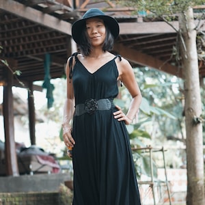 Black Jumpsuit, Black Cotton Jumpsuit, Wide Leg Black Jumpsuit, Jumpsuit with Belt, Jumpsuit With Pocket, Summer Jumpsuit, Wide Jumpsuit