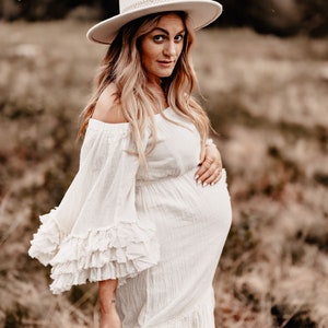 Boho Women Maternity Dress for Pregnancy Photo Shoot, Plus Size Boho Maternity Gown Baby Shower, Boho Photoshoot Dress for Client Closet