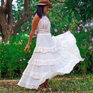 Maxi Cotton Skirt, Long Cotton Skirt, Boho Maxi Skirt, Bohemian Maxi Skirt, White Skirt, Long White Skirt, Long Ruffle Skirt, Ruffle Skirt