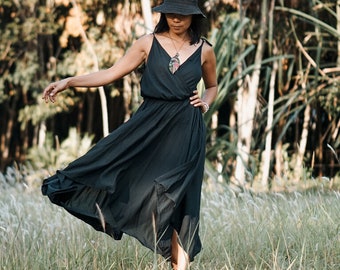 Summer Black Dress, Maxi Black Dress, Cotton Black Dress, Women Black Dress, Evening Black Dress, Women Cotton Dress, Black Dress, Dress