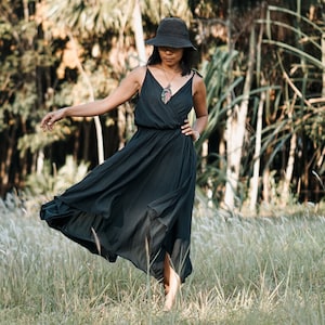 Summer Black Dress, Maxi Black Dress, Cotton Black Dress, Women Black Dress, Evening Black Dress, Women Cotton Dress, Black Dress, Dress